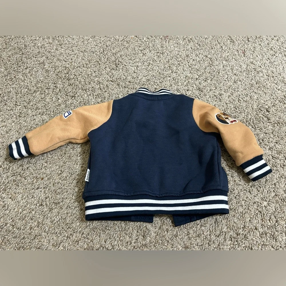 Badgley Mischka Kids Boys Cotton Blend Varsity Navy Jacket Snap Burton Size 3-6M